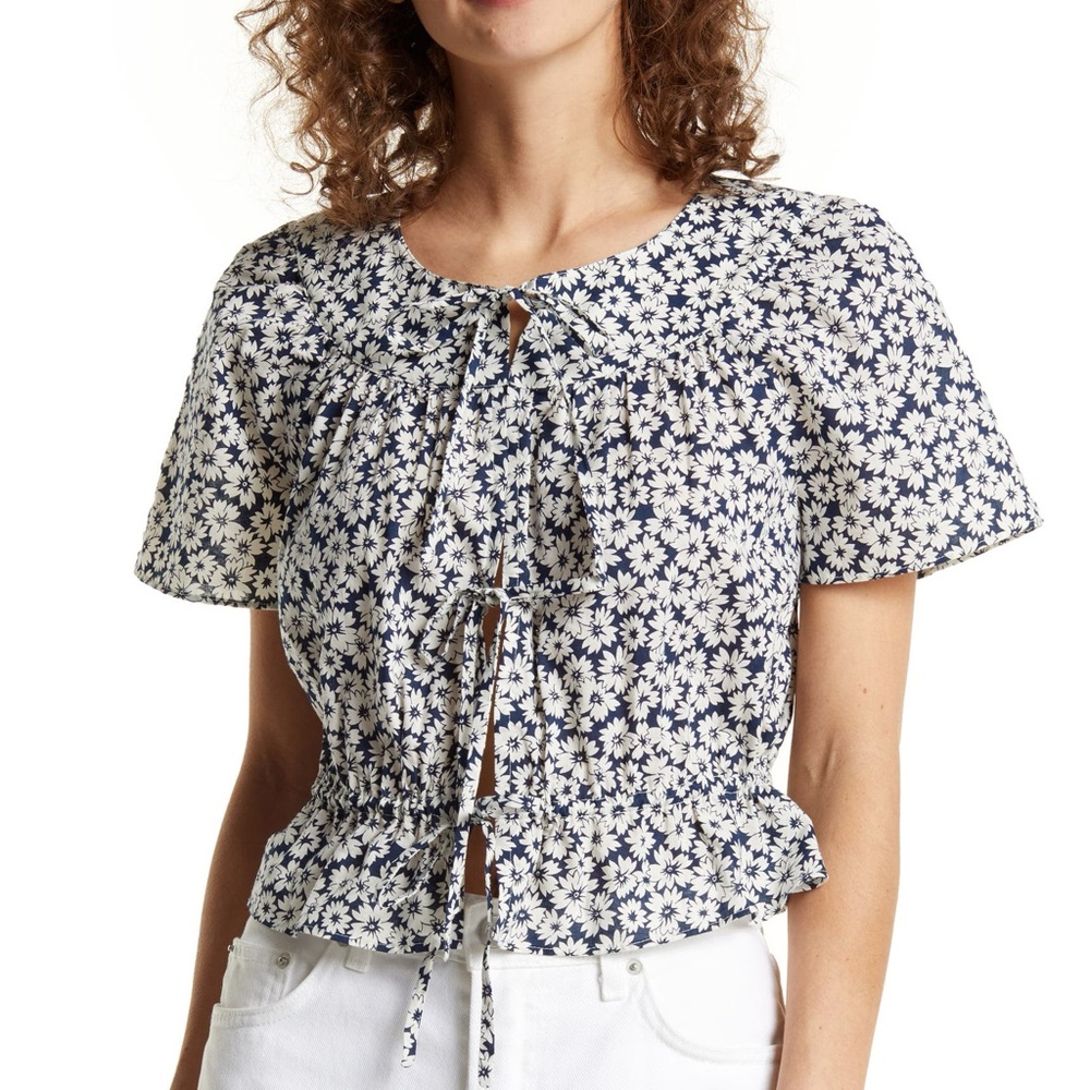 & Other Stories floral tie front top